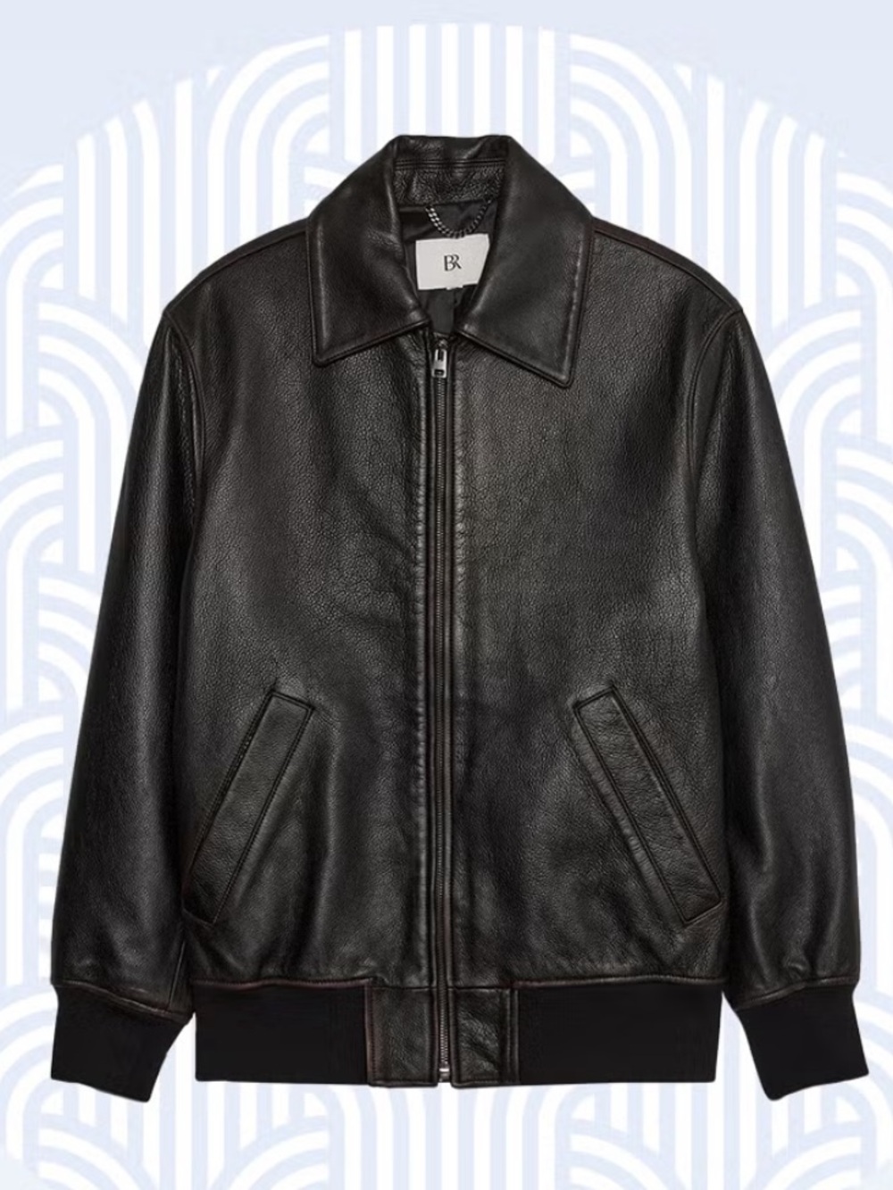 Banana Republic Oversized Leather Bomber Jacket distressed brown